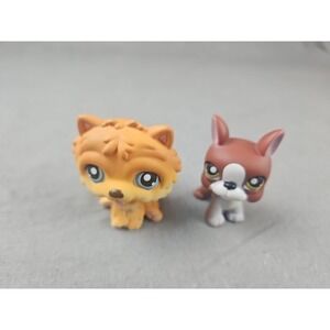 LITTLEST PET‎ SHOP #117 118 CARAMEL CHOW CHOW BROWN BOSTON TERRIER